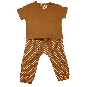 Quincy Mae Organic Cotton Two-Piece Short Sleeve & Pants Set Baby NWT Clay